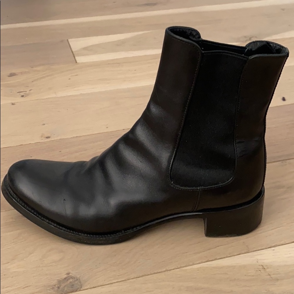 Prada Black Leather Chelsea Boots